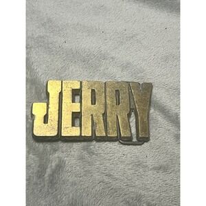 Vintage Jerry Name Belt Buckle Gold Tone ROYP Heavy Metal Personalized USA